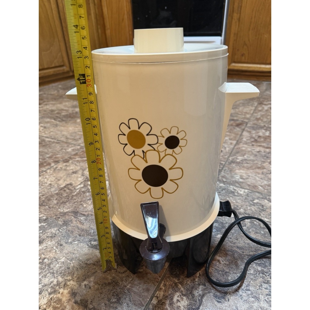 Vintage Regal Ware Poly Perk 7420 10-20 Cup Coffee Percolator Urn Daisy WORKS